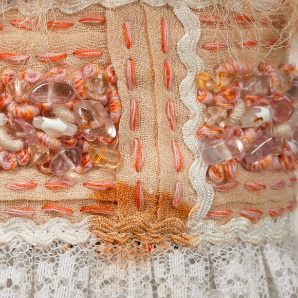 Escada Yellow & Pink Tweed Embellished Lace-Trim Jacket - Picture 8 of 10